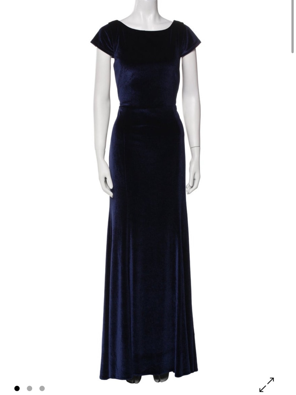 Watters Bateau Neckline Velvet Dress Navy M